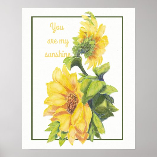 Poster Aquarelle Fleur de tournesol Vous êtes Sunshine (Devant)