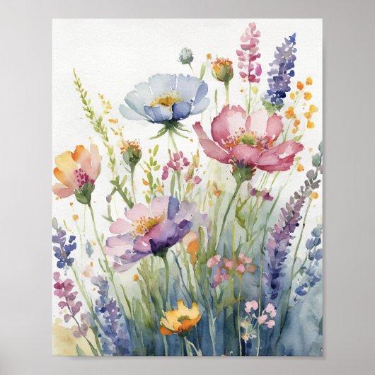 Poster Aquarelle Fleur Pastel (Devant)