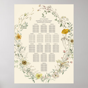 Poster Aquarelle fleur sauvage Été Automne Siège