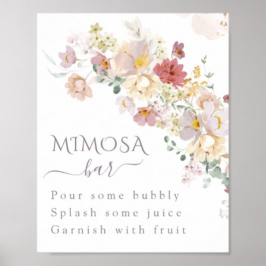 Poster Aquarelle Fleur sauvage mimosa nuptiale de printem (Devant)