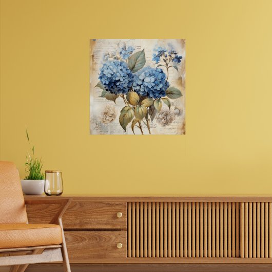 Poster Aquarelle Fleurie Hydrangea Bleue (Salon 2)