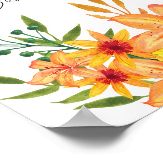 Poster Aquarelle fleurs amour est doux prenez un friandis (Coin)