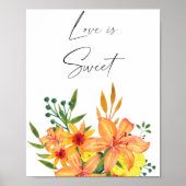 Poster Aquarelle fleurs amour est doux prenez un friandis (Devant)