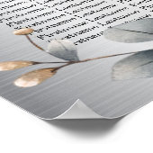 Poster Aquarelle Fleurs blanches Cadre doré Argent Turquo (Coin)