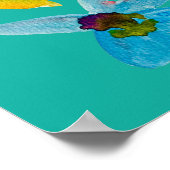 Poster Aquarelle fleurs bleues blanches (Coin)