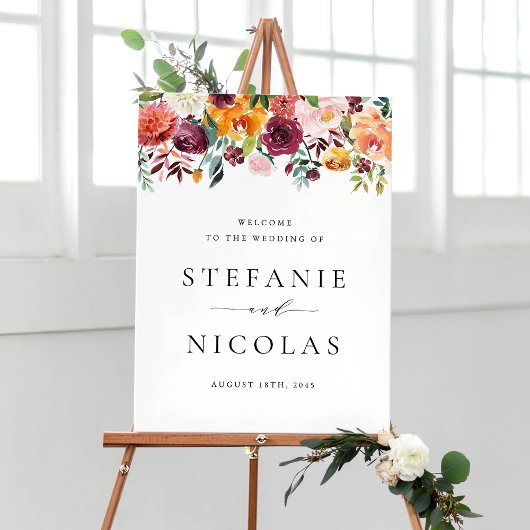 Poster Aquarelle Fleurs d'automne Mariage de automne Bien