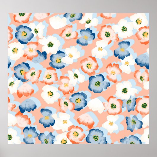 Poster Aquarelle Fleurs minuscules : Motif Vintage (Devant)
