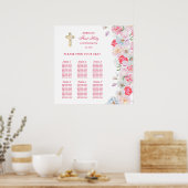 Poster Aquarelle Fleurs Première Communion (Cuisine)