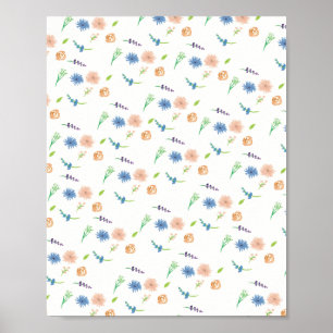 Poster Aquarelle Fleurs Sauvages Art Original
