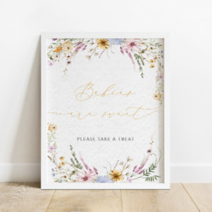 Poster Aquarelle Fleurs sauvages mignons Bébés sont doux 