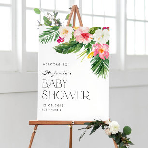 Poster Aquarelle Fleurs tropicales Baby shower d'été