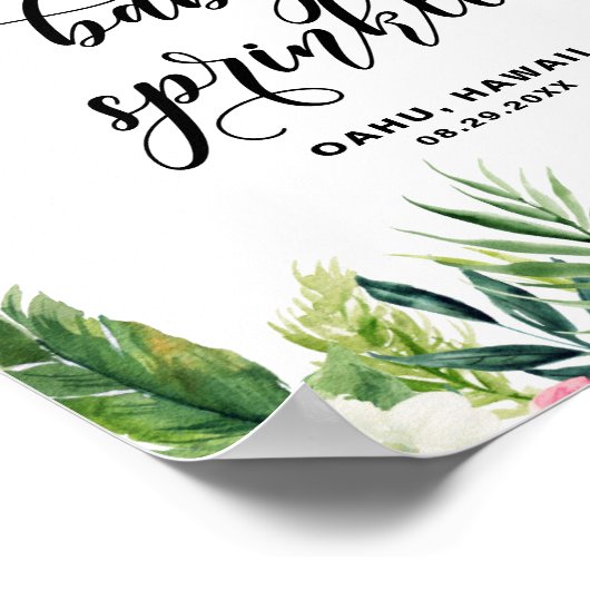 Poster Aquarelle Fleurs tropicales Bébé Parsemé Bienvenue (Coin)