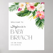 Poster Aquarelle Fleurs tropicales Été Bébé Brunch (Devant)