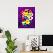 Poster Aquarelle fleurs violettes fleuries florales (Bureau à domicile)