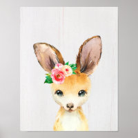 Aquarelle Floral Baby Kangaroo Animaux australiens