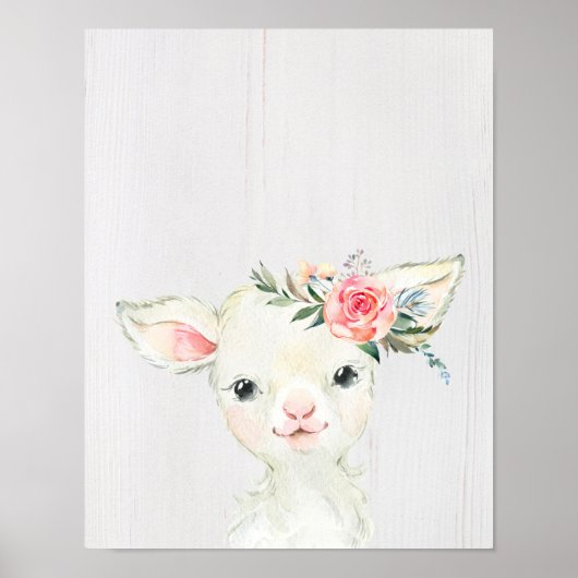 Poster Aquarelle Floral Baby Lamb (Devant)