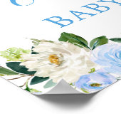 Poster Aquarelle Floral Blue Elephant Baby shower (Coin)