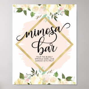 Poster Aquarelle Floral Blush Or rose MIMOSA BAR SIGNE