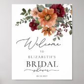 Poster Aquarelle Floral Boho Fête des mariées d'automne B (Devant)