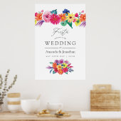 Poster Aquarelle Floral Fiesta Mariage Bienvenue (Cuisine)