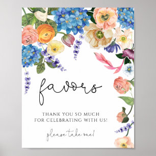 Poster Aquarelle Floral Fleur sauvage douche nuptiale Fav