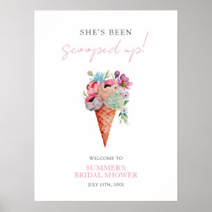 Poster Aquarelle Floral Glace Fête des mariées Bienvenue