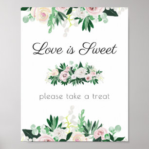 Poster Aquarelle Floral Green Love is Sweet Mariage