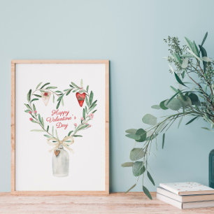 Poster Aquarelle Floral Heart Valentine
