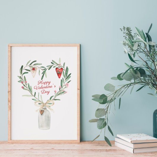 Poster Aquarelle Floral Heart Valentine