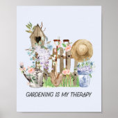 Poster Aquarelle Floral Jardinage Outils et devis (Devant)