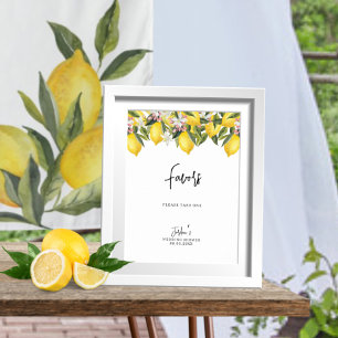Poster Aquarelle Floral Lemons Wedding showers Faveurs
