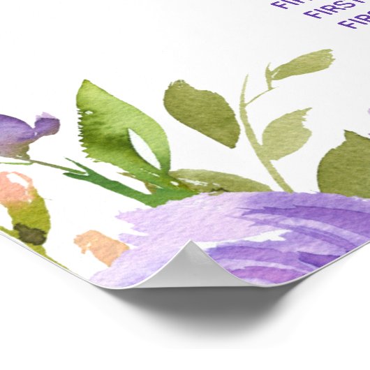 Poster Aquarelle Floral Mariage (Coin)