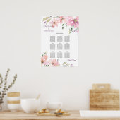 Poster Aquarelle Floral Mariage Diner Carte de siège (Cuisine)