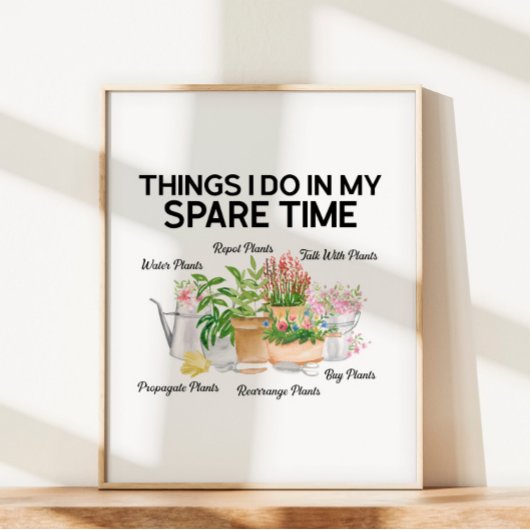 Poster Aquarelle Floral Plante Funny Citation jardinage
