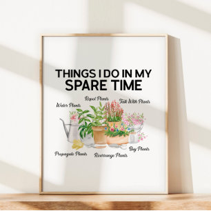 Poster Aquarelle Floral Plante Funny Citation jardinage