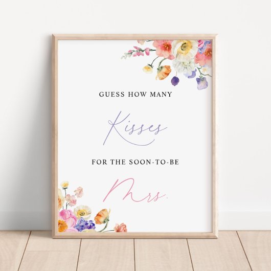 Poster Aquarelle florale Combien de baisers Fête des mari