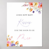Poster Aquarelle florale Combien de baisers Fête des mari (Devant)