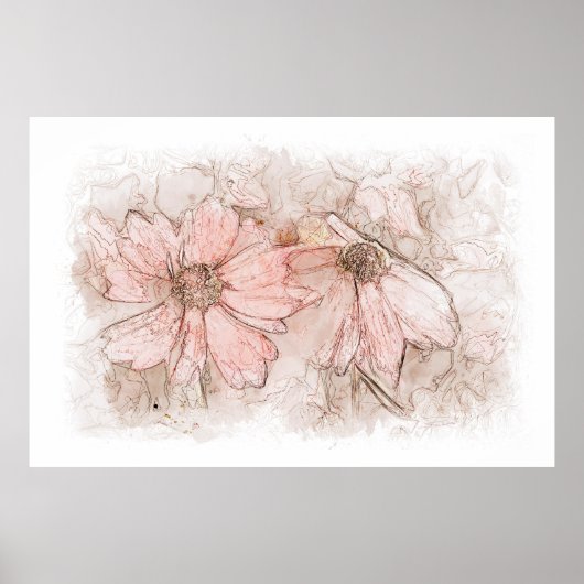 Poster Aquarelle florale Coreopsis ID712 (Devant)