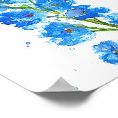 Poster Aquarelle florale de delphinium bleu élégant rusti (Coin)
