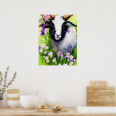 Poster Aquarelle florale de la chèvre de Pâques du printe (Cuisine)