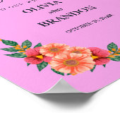 Poster Aquarelle Florale en Mariage Gold Frame Bienvenue (Coin)