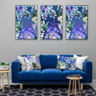 Poster aquarelle florale feuillage botanique vert