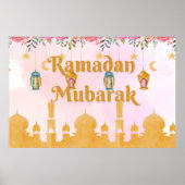 Poster Aquarelle Florale Lanternes Ramadan Moubarak Poste (Devant)