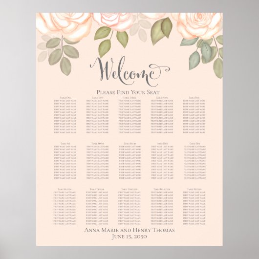 Poster Aquarelle florale Mariage floral (Devant)