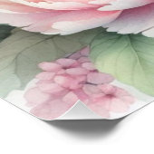 Poster Aquarelle florale monogramme bleu rose (Coin)