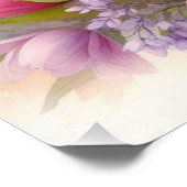 Poster Aquarelle florale monogramme rose pourpre tulipes (Coin)