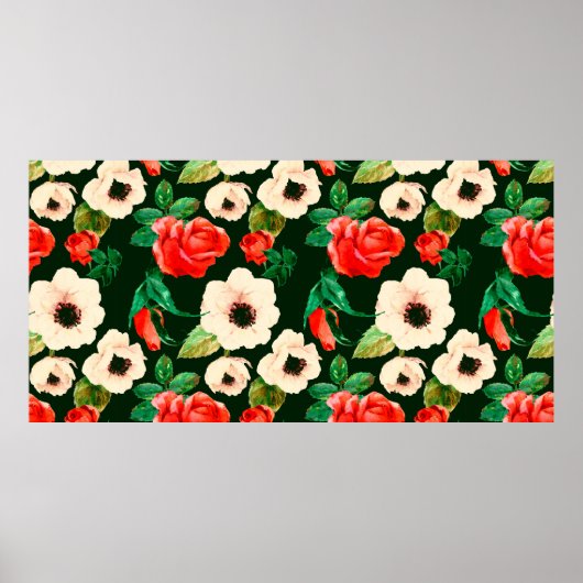 Poster Aquarelle florale motif transparent. Pavot blanc (Devant)