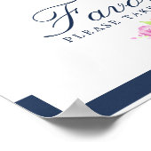 Poster Aquarelle Florale Noir Faveurs Mariage (Coin)