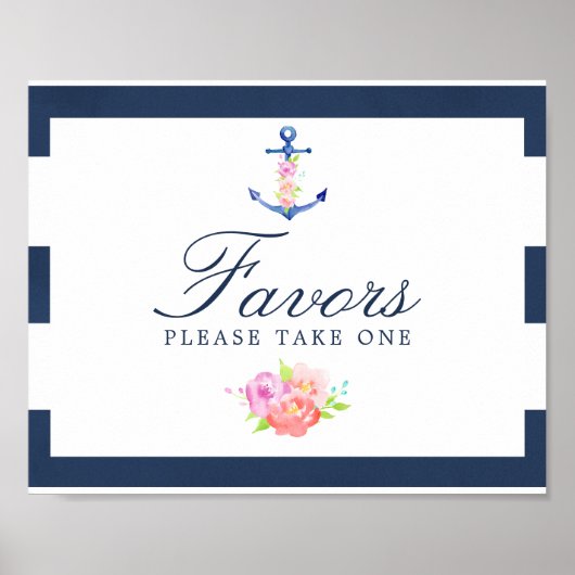 Poster Aquarelle Florale Noir Faveurs Mariage (Devant)