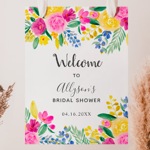 Poster Aquarelle florale pays audacieuse bienvenue nuptia